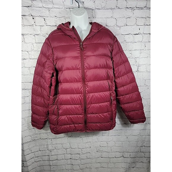 Eddie Bauer Ladies Down Packable Jacket Iridescent Plum 650 Fill Power Large - Picture 1 of 9